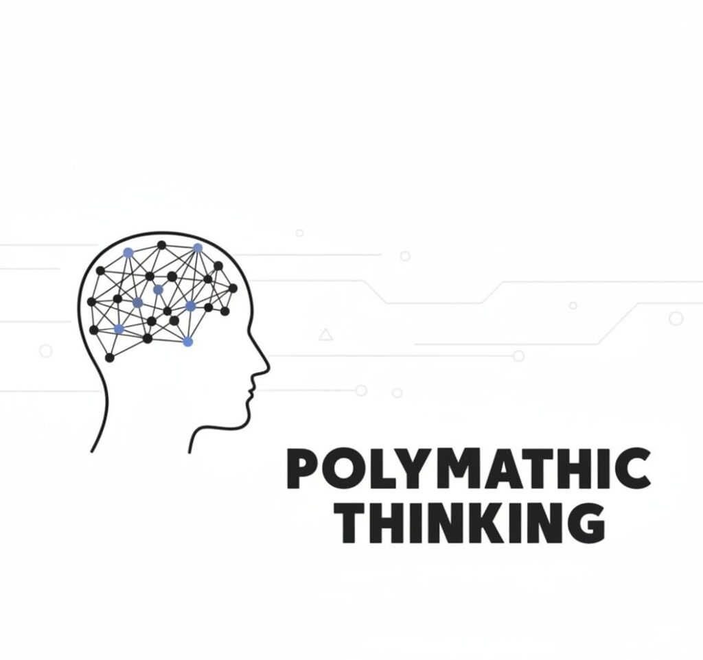 Polymath meaning and benefits visual — person choosing between one skill and many skills